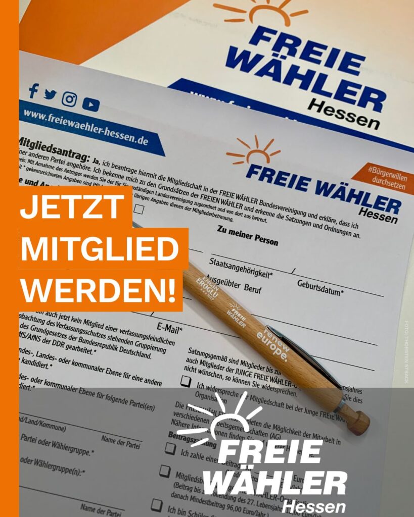Jetzt Mitglied der FREIE WÄHLER Hessen werden!